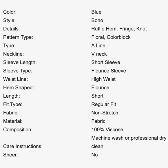 Blue Floral V-neck Dress with Butterfly Sleeves - Picture 4 of 4